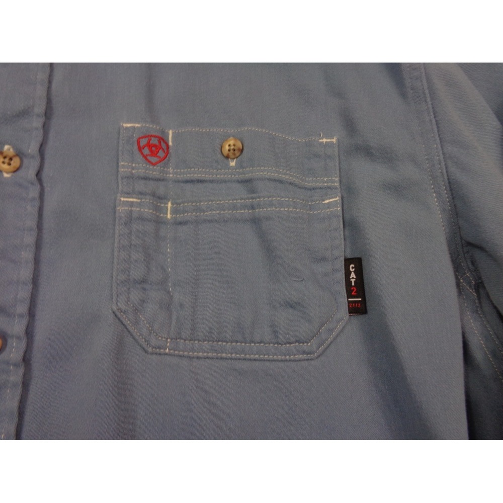 Ariat FR Shirt Mens XL Blue Workwear Long Sleeve Button Work Flame Resistant - Picture 5 of 11